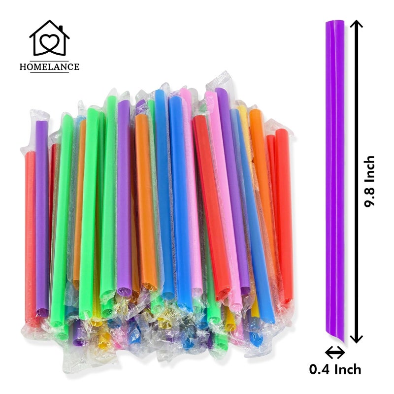 Homelance 700 Pcs Multi Colors Jumbo Smoothie Straw Disposable Milkshake Straws Jumbo, Bubble Tea Straws For Cakes, Disposable Smoothie Straw Individually Wrapped (0.43" Wide X 9.84" Long) - Image 2